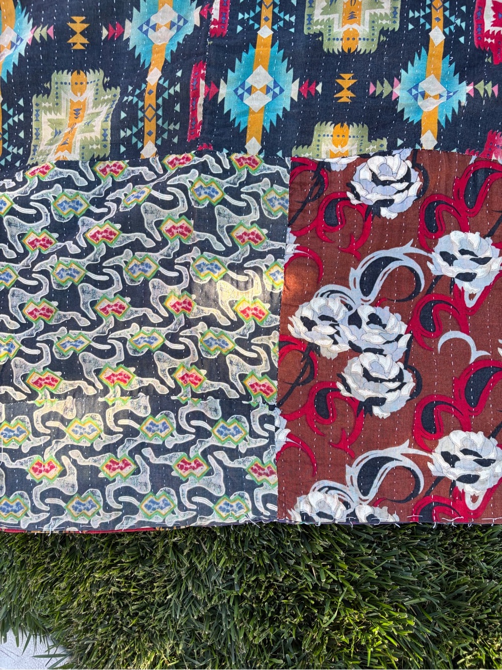 Kantha Handmade Patchwork Quilted Throw Blanket